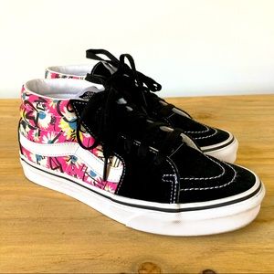EUC! Vans Floral & Black Suede High Top Sneakers